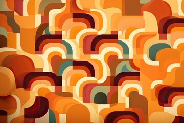 Obraz premium Motif Géométrique Groovy, flat design, minimalist,70s style, IA, génératif, numérique, art, illustration