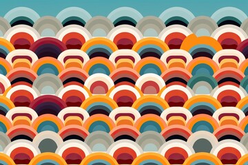 Motif Géométrique Groovy, flat design, minimalist,70s style, IA, génératif, numérique, art, illustration