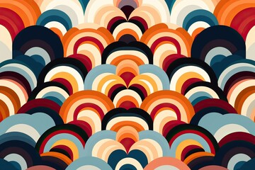 Motif Géométrique Groovy, flat design, minimalist,70s style, IA, génératif, numérique, art, illustration