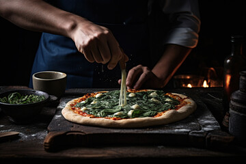 photo of chef cooking pizza professionally product advertising photos