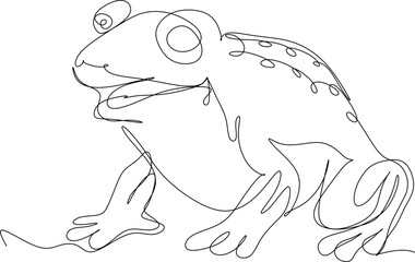 one line art. one continuous line art. an illustration sketch of a frog
