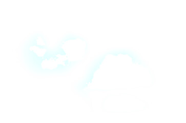 white clouds on isolated blue background.