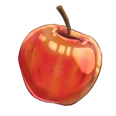 Illustrated red apple with glitter.