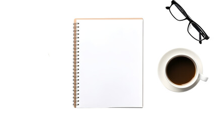 Note book and coffee on transparent background png