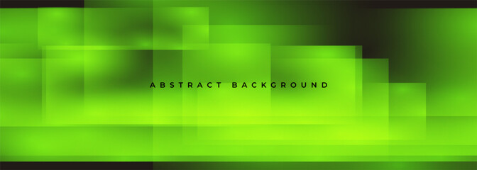 Obraz premium Green geometric wide abstract banner with transparent gradient square shapes. Light green vector background.