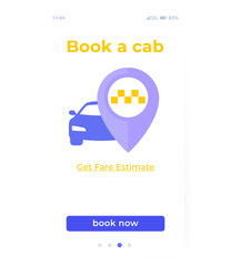 Book a cab app interface, ui