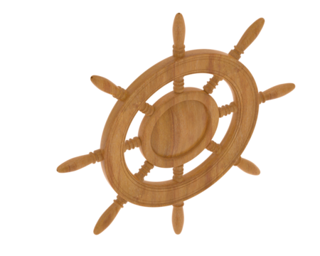 Boat helm isolated on transparent background. 3d rendering - illustration