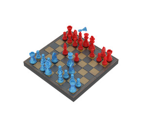 Chess board isolated on transparent background. 3d rendering - illustration