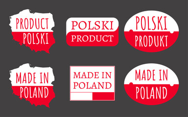 Made in Poland. Set, sticker, label, logo.