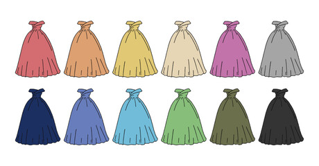 カラードレスのイラストセット