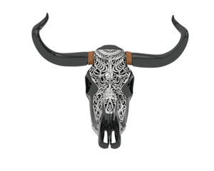 Fototapeta premium Cow head decoration isolated on transparent background. 3d rendering - illustration