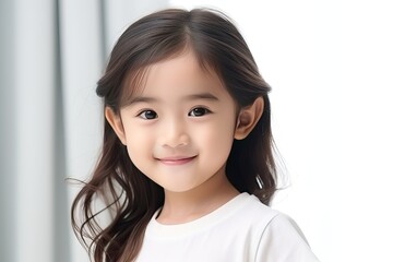 Portrait of a happy young Asian girl with a bright smile on her face, radiating joy and happiness. generative ai