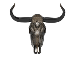 Cow head decoration isolated on transparent background. 3d rendering - illustration