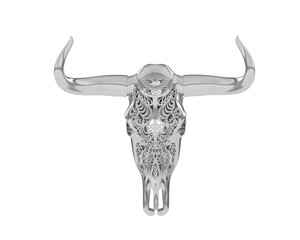 Cow head decoration isolated on transparent background. 3d rendering - illustration