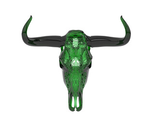 Fototapeta premium Cow head decoration isolated on transparent background. 3d rendering - illustration