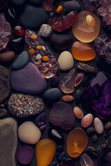 Pebbles pattern with amethyst and amber