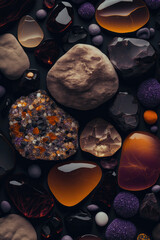 Pebbles pattern with amethyst and amber