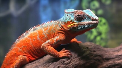 closeup of a colorful chameleon lizard.Generative AI