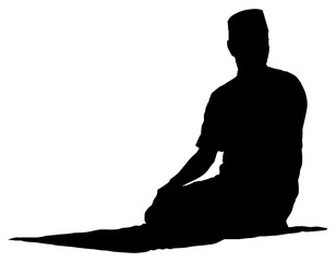 Sit tasyahud end including the pillars of prayer, so it should not be left in any circumstances. One of the Sitting Position when Moslem Praying. Format PNG