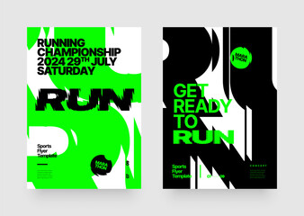 Vector layout template design for run, championship or sports event. Poster design with fluted glass effect. Design for flyer, poster, cover, brochure, banner or any layout.
