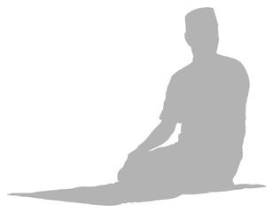Sit tasyahud end including the pillars of prayer, so it should not be left in any circumstances. One of the Sitting Position when Moslem Praying. Format PNG