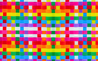 Colorful weave pattern background of recycled plastic basket, recycle concept