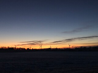 wind turbine at sunset