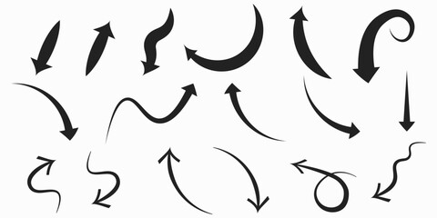 Hand drawn arrow vector icons set. sketch arrow design for business plan and education