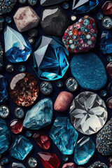 Pebbles patterns Diamond in red blue white colors