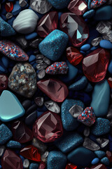 Pebbles patterns Diamond in red blue white colors