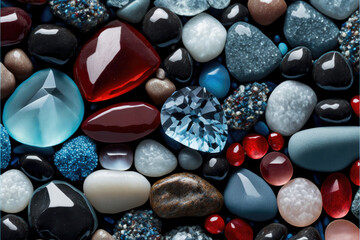 Pebbles patterns Diamond in red blue white colors