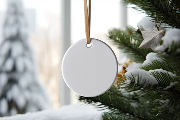 Foto op Canvas Christmas blank round ornament. Mock up of Christmas round sign, ornament. © reddish