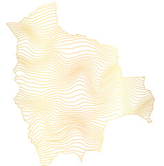 abstract map of Bolivia, - vector illustration of striped gold colored map