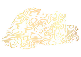 abstract map of Bhutan - vector illustration of striped gold colored map