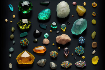 Pebble pattern green white yellow diamonds