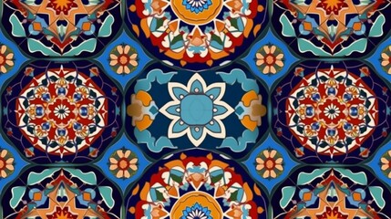 Colorful seamless pattern islamic background.Abstract.Generative AI