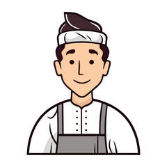 Smiling chef in uniform cooking cute