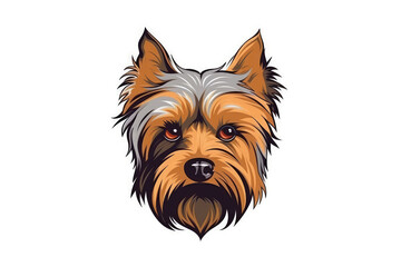 Yorkshire Terrier Dog, Minimalist Style, White Background Cartoonish, Flat Illustration.. Generative AI