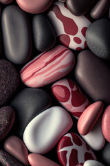 Pebble pattern pink red white black pebbles 