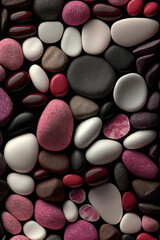 Obraz na płótnie Canvas Pebble pattern pink red white black pebbles 