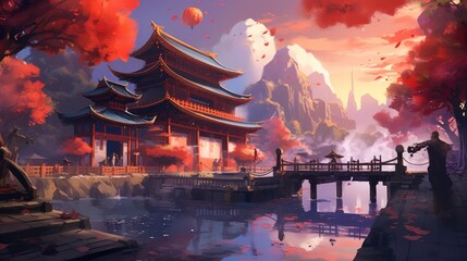 Obraz premium Japan fantasy style scene art