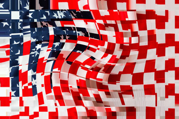 USA flag abstract checkered blue red colored wavy texture pattern.Nice american flag abstract background.