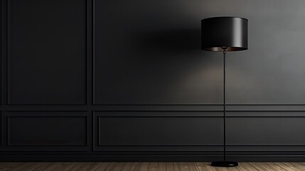 Black floor lamp on an empty room. Interior design and decoration concept