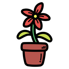 flowerpot filled outline icon style