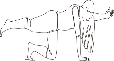 Vector continuous line drawing. sport woman doing yoga on white background. vector illustration