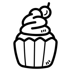 cupcake line icon style