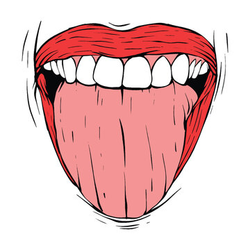 recommend clip art: red female lips sketch vector illustration line art