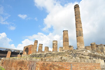 A street of the ancient Roman city of Pompeii, one of the most famous Italian UNESCO World Heritage Site. Pompeii, Italy, October 2019