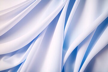 White drapery with blue shadows. abstract background. Generative AI