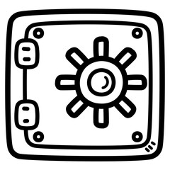bank safe line icon style